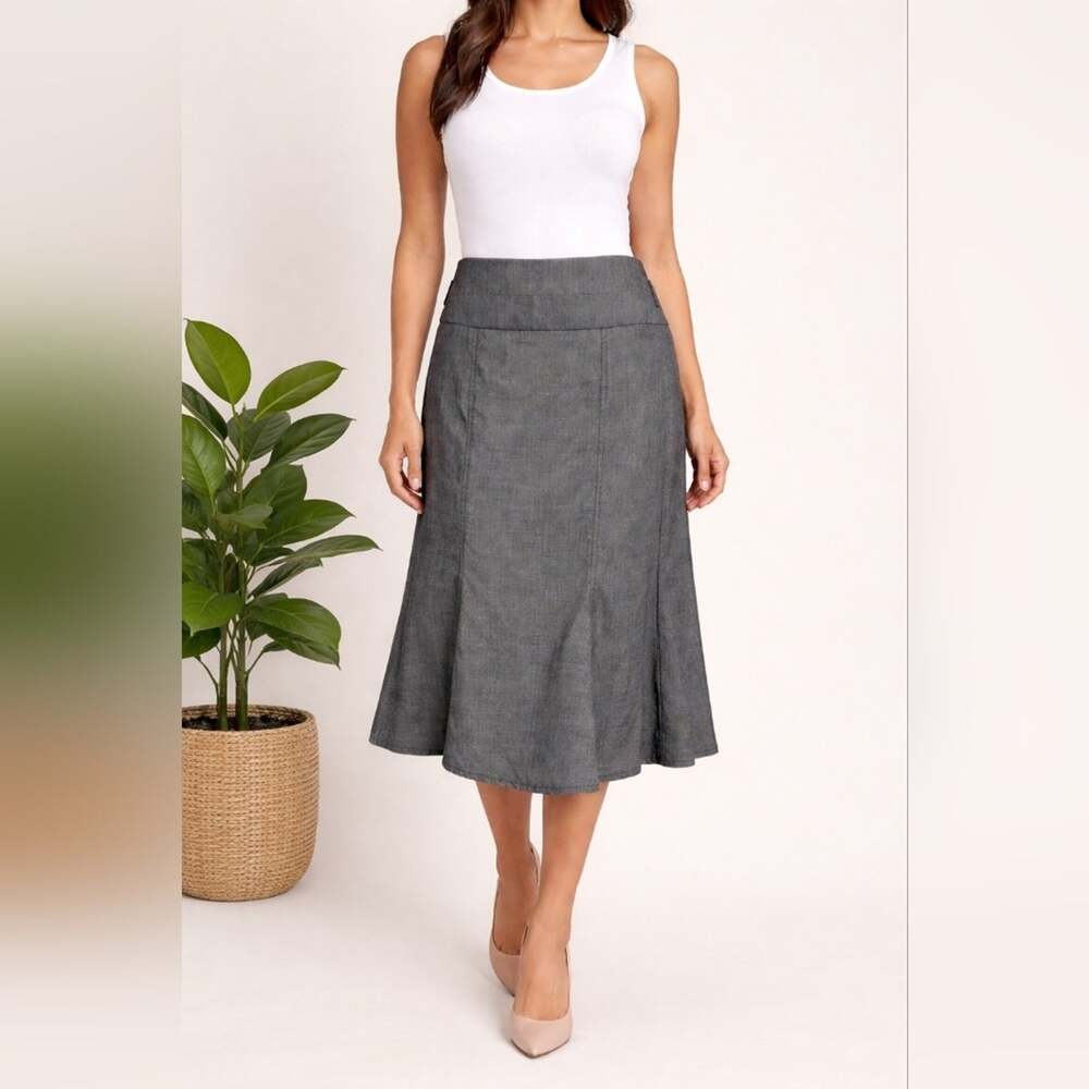 Cato Women’s Gray Paneled Flare Midi Skirt Size 14 Career Casual #1627